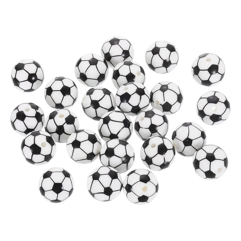 30Pcs Sports Ball Beads 15mm Silicone Round Spacer Focal Bead Soccer