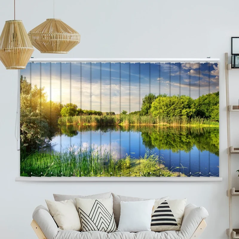 Lamellenvorhang Motiv "Idyllischer Waldsee"