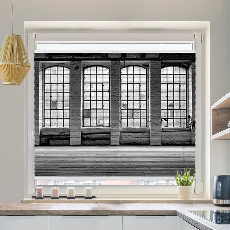 Plissee Motiv "Alte Fabrikfenster"