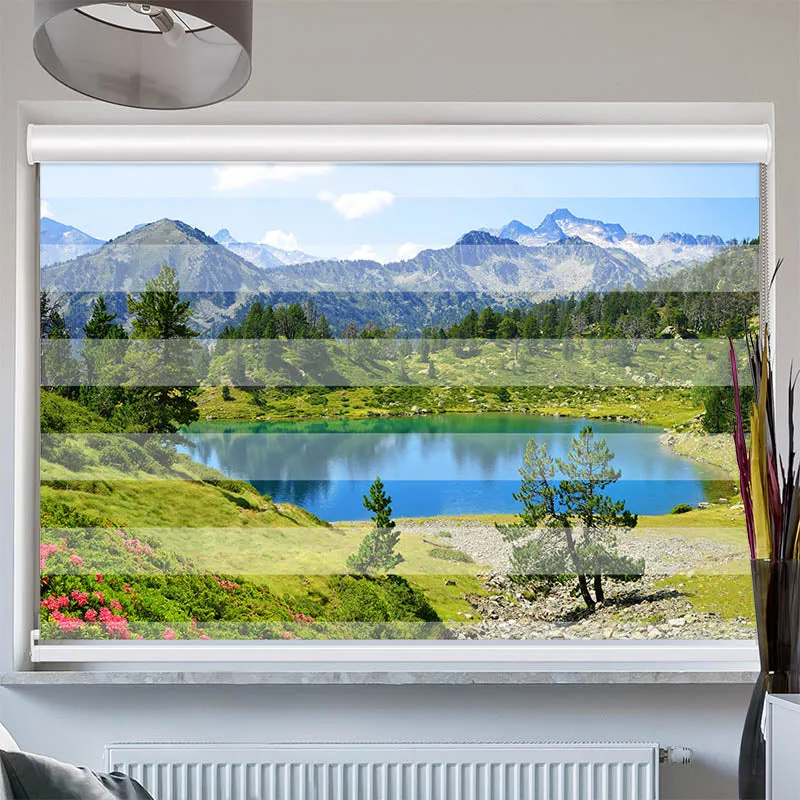 Doppelrollo mit Kassette "Berglandschaft mit See"