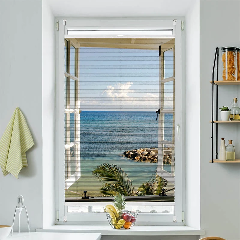 Plissee Motiv "Fenster Meerblick"