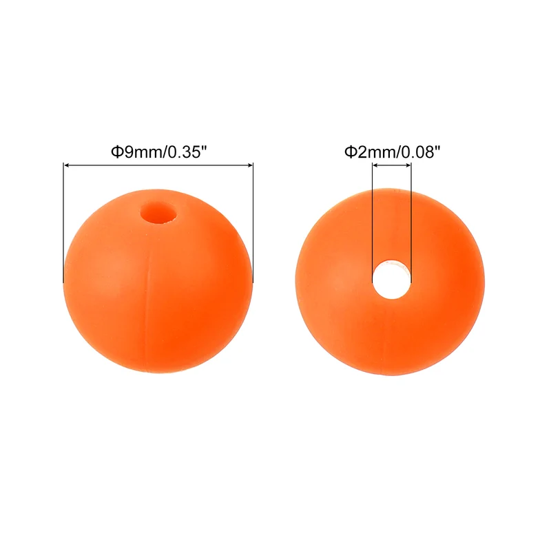 50Pcs 9mm Silicone Beads, Round Loose Rubber Bead for DIY (Orange Red)