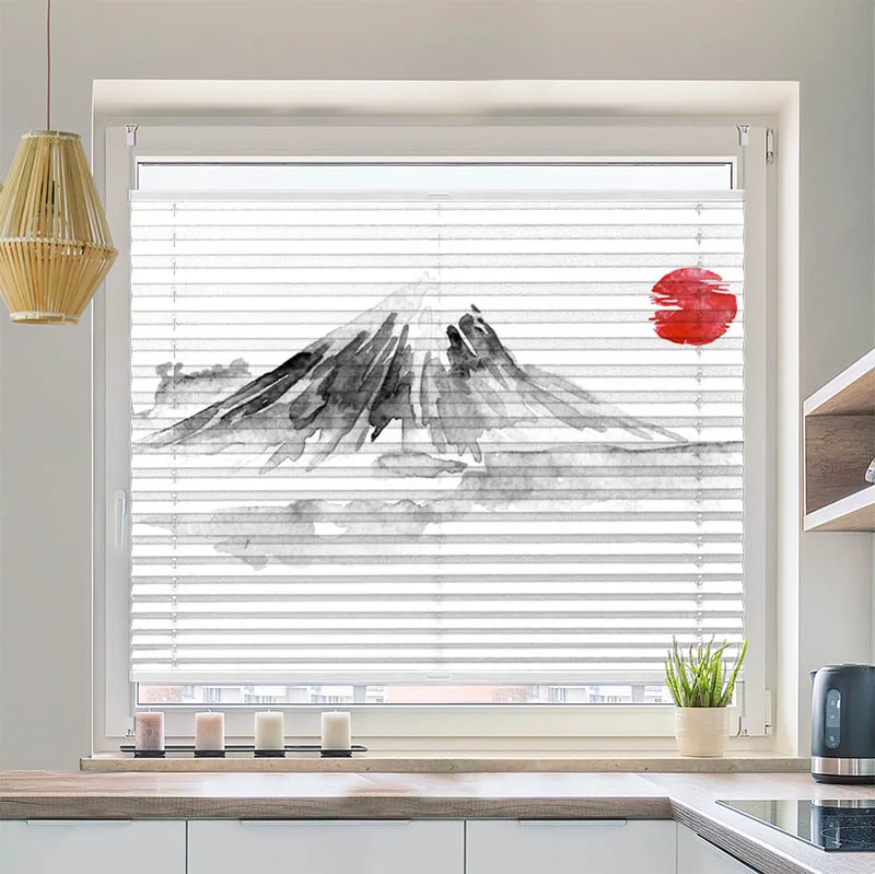 Plissee Motiv "Fujiyama Zeichnung Asiatisch"