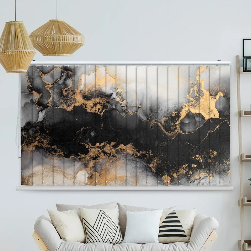 Lamellenvorhang Motiv "Abstrakt Marmor Schwarz Gold"