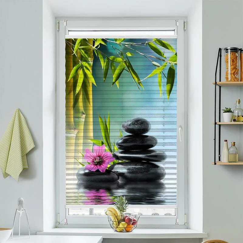 Plissee Motiv "Black Stones Wellnes"