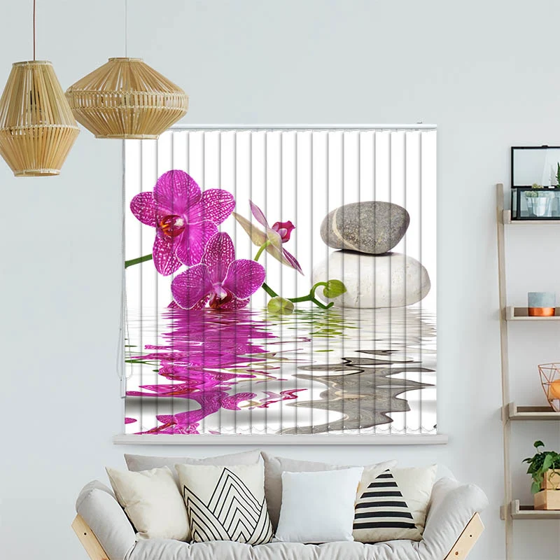 Lamellenvorhang Motiv "Wasser Orchidee Steine"