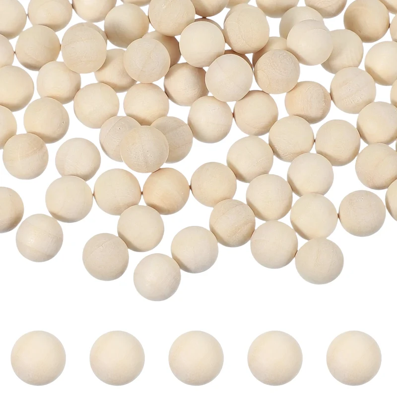 100 Pcs Wooden Balls, 0.4 Inch(10mm) Unfinished Wood Balls, Wood Color