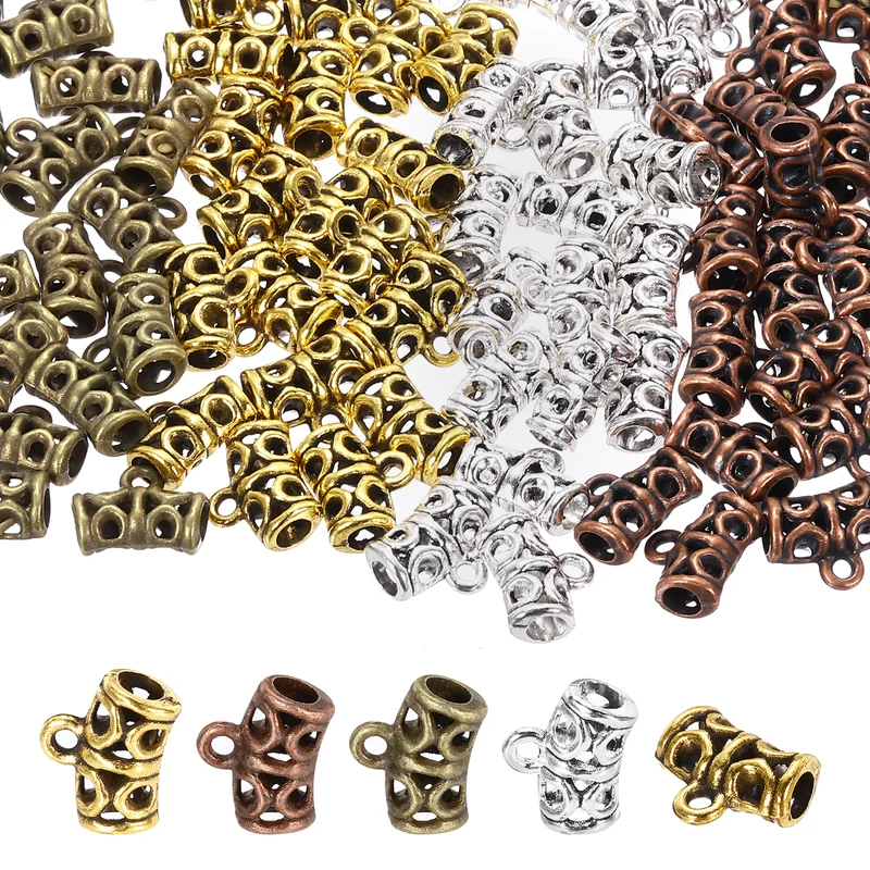 Spacer Bail Bead, 80 Pcs Spacer Beads Charms Holder Bracelet Tube Beads Hanger for Necklace Jewelry DIY Making, 4 Colors