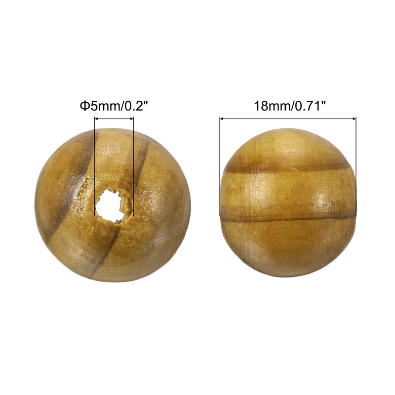 Natural Wood Beads, 200Pcs 18mm Diameter Round Loose Spacer Beads, Light Brown
