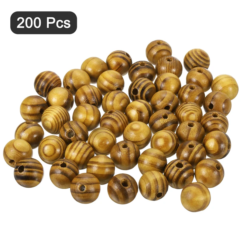 Natural Wood Beads, 200Pcs 18mm Diameter Round Loose Spacer Beads, Light Brown
