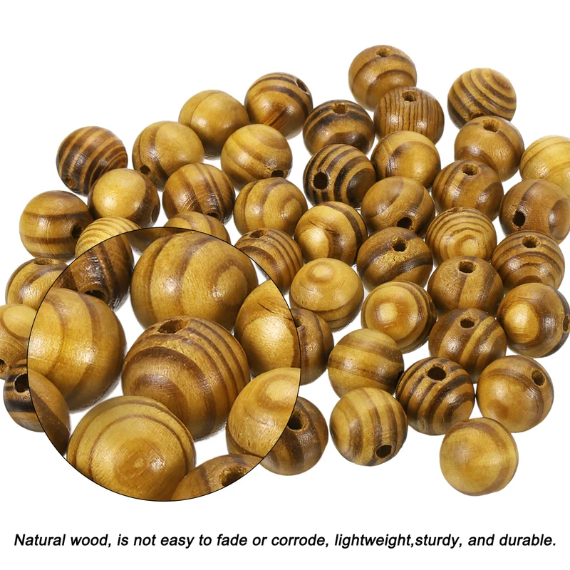 Natural Wood Beads, 200Pcs 18mm Diameter Round Loose Spacer Beads, Light Brown