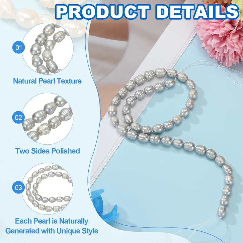 Freshwater Pearl Beads, 4-5mm Rice Shape Pearl String, Dark Gray