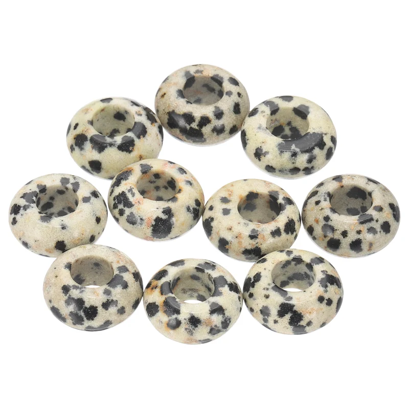 10 Pcs Natural Gemstone Beads, Large Hole Rondelle Beads Loose European Crystal Beads Pack for Jewelry Bracelet DIY Craft, 14 x 8 MM, Spots