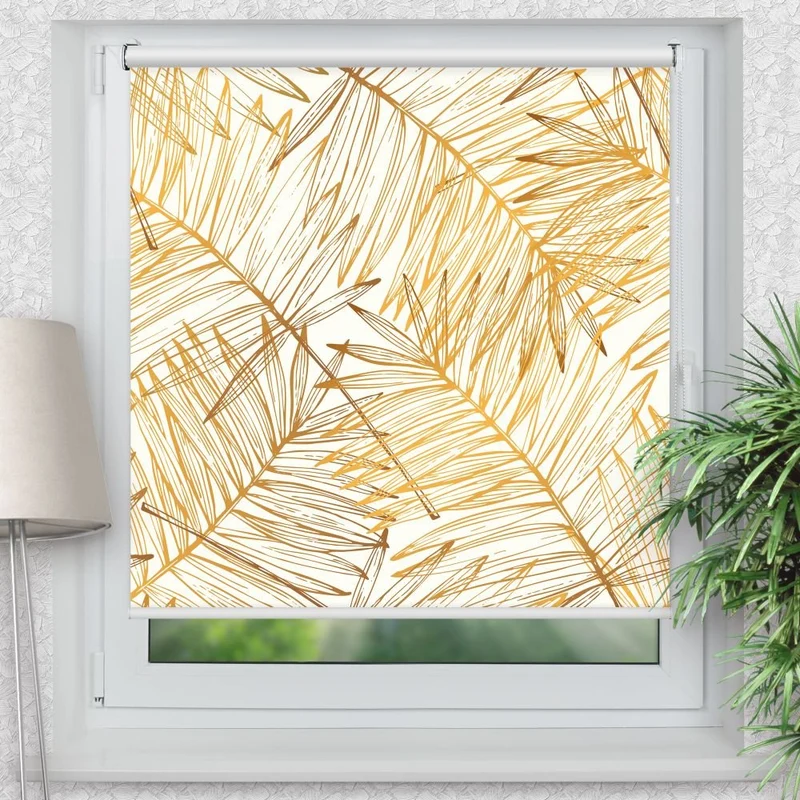 Klemmfix Rollo 'Palmenblaetter Gold' | Motiv-Klemmrollo