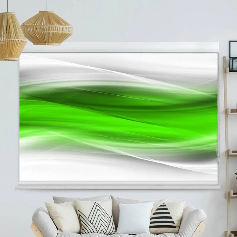 Kassettenrollo Motiv "Wellen Gruen Grau" | bis B 420 x H 420 cm