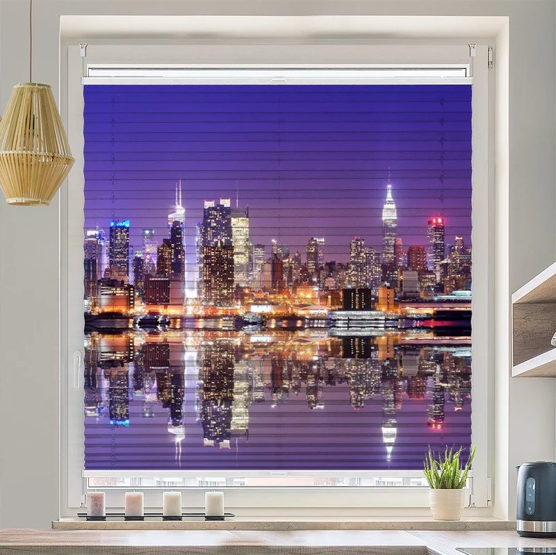 Plissee Motiv "Skyline Manhatten Nacht"