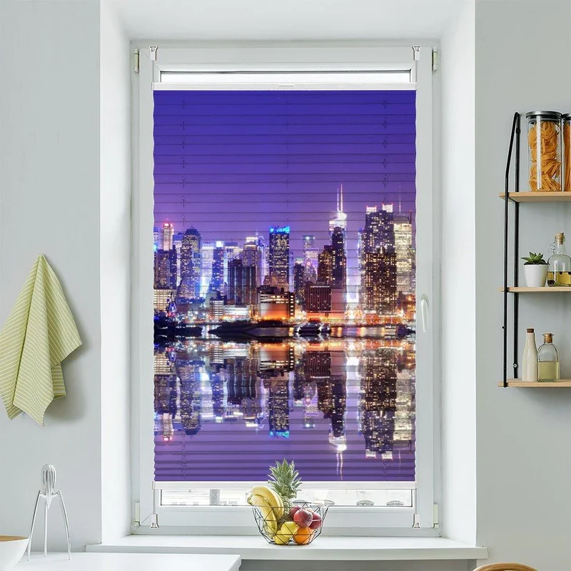 Plissee Motiv "Skyline Manhatten Nacht"