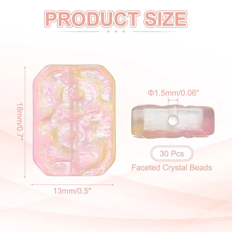 30 Pcs Faceted Crystal Beads for Jewelry Making, Glass Loose Beads, Light Pink