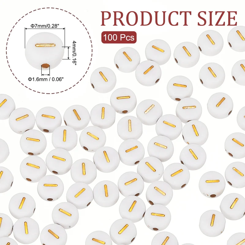 Alphabet Beads, 100 Pcs Gold Letter Beads Acrylic Charms, 4x7mm, Letter I
