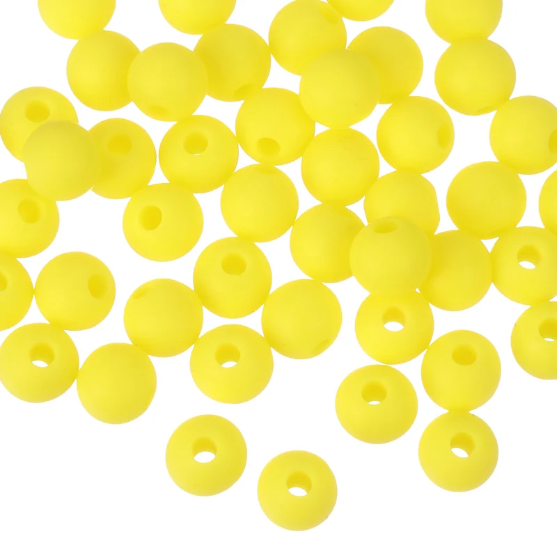50Pcs 6mm Silicone Beads Round Loose Rubber Bead for DIY Bright Yellow