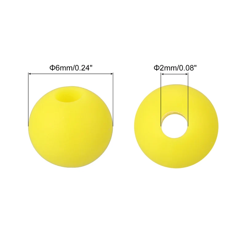 50Pcs 6mm Silicone Beads Round Loose Rubber Bead for DIY Bright Yellow