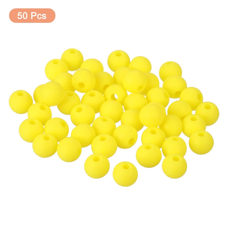 50Pcs 6mm Silicone Beads Round Loose Rubber Bead for DIY Bright Yellow