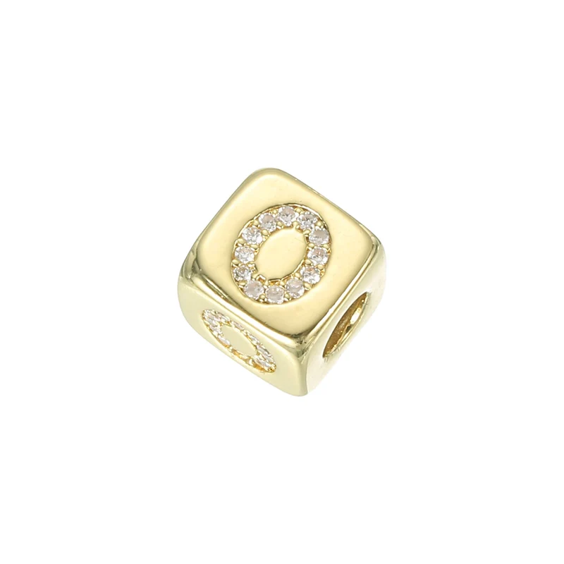 Rhinestone Letters Cube Beads, 26 Letters Dice Charm Alphabet O
