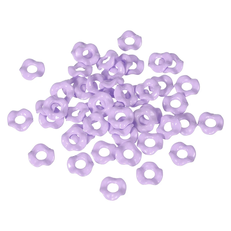 50 Pcs Wavy Spacers, Acrylic Flower Beads Wave Focal Bead, Purple