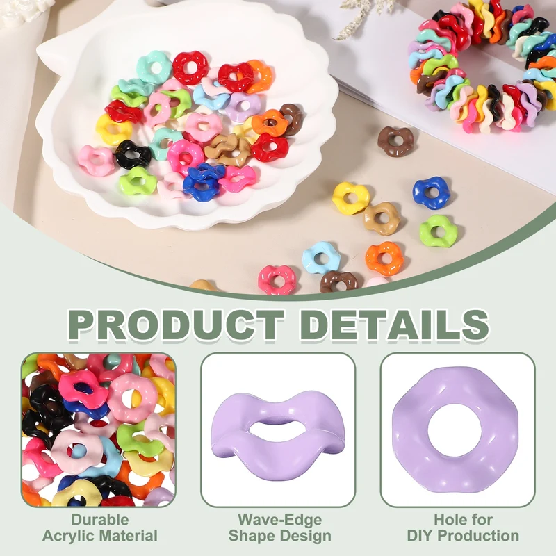 50 Pcs Wavy Spacers, Acrylic Flower Beads Wave Focal Bead, Purple