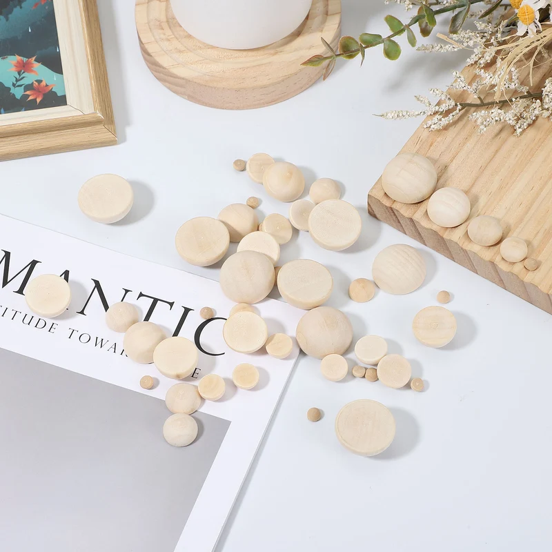 200 Pcs Half Wooden Beads, 1 Inch(25mm) Unfinished Wood Balls, Wood Color