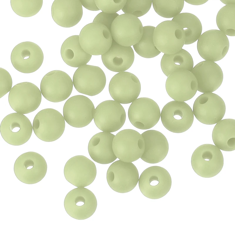 50Pcs 6mm Silicone Beads, Round Loose Rubber Bead for DIY (Jasmine Green)