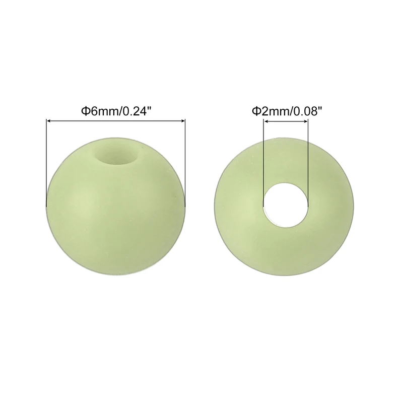 50Pcs 6mm Silicone Beads, Round Loose Rubber Bead for DIY (Jasmine Green)