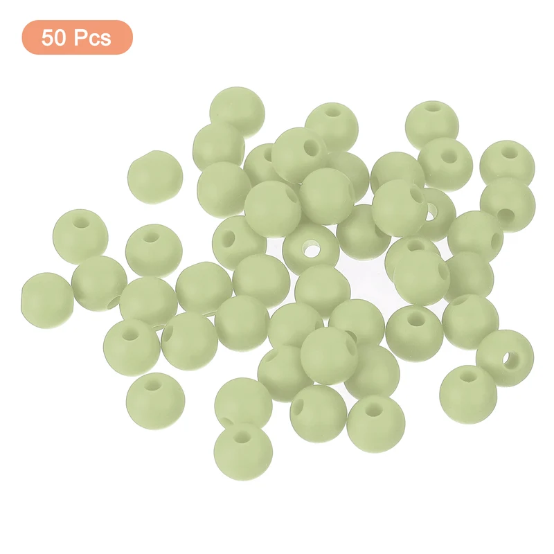 50Pcs 6mm Silicone Beads, Round Loose Rubber Bead for DIY (Jasmine Green)