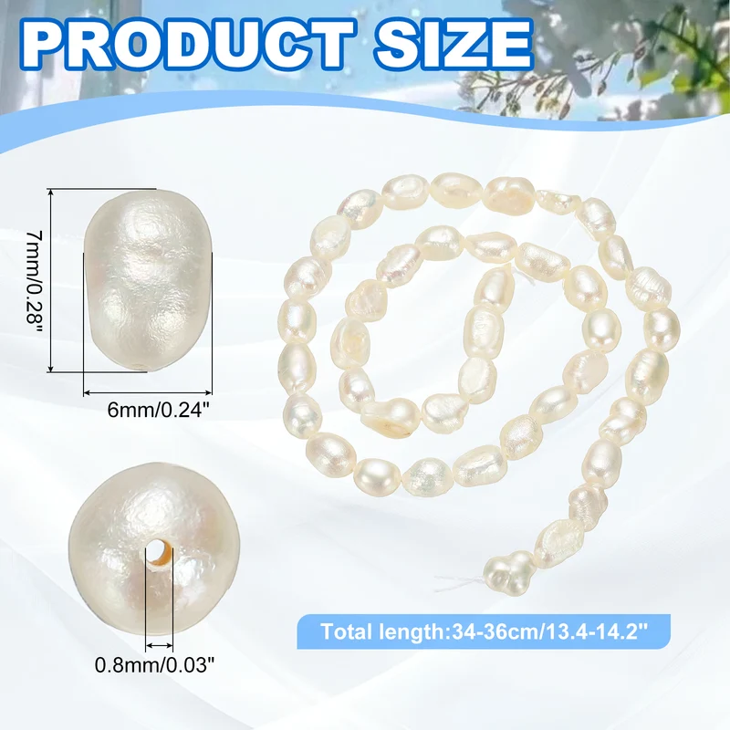 Freshwater Pearl Beads, 6-7mm Straight Hole Pearl String, White