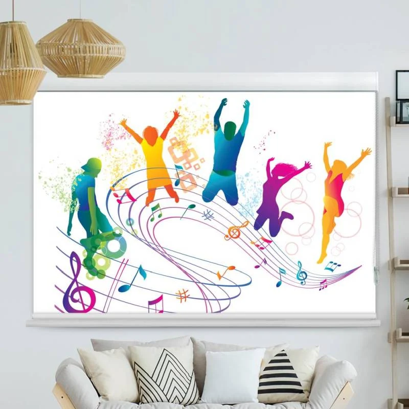 Kassettenrollo Motiv "Musik Noten Tanzen" | bis B 420 x H 420 cm