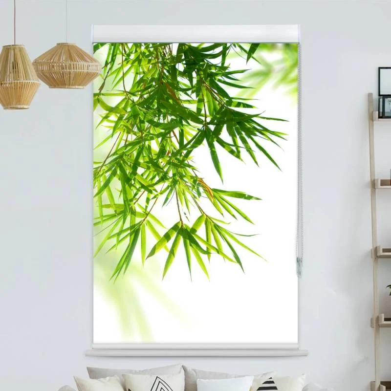 Kassettenrollo Motiv "Bambusblaetter von Oben" | bis B 420 x H 420 cm