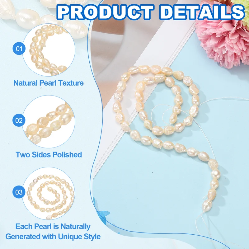 Freshwater Pearl Beads, 8-9mm Side Hole Pearl String, Pink