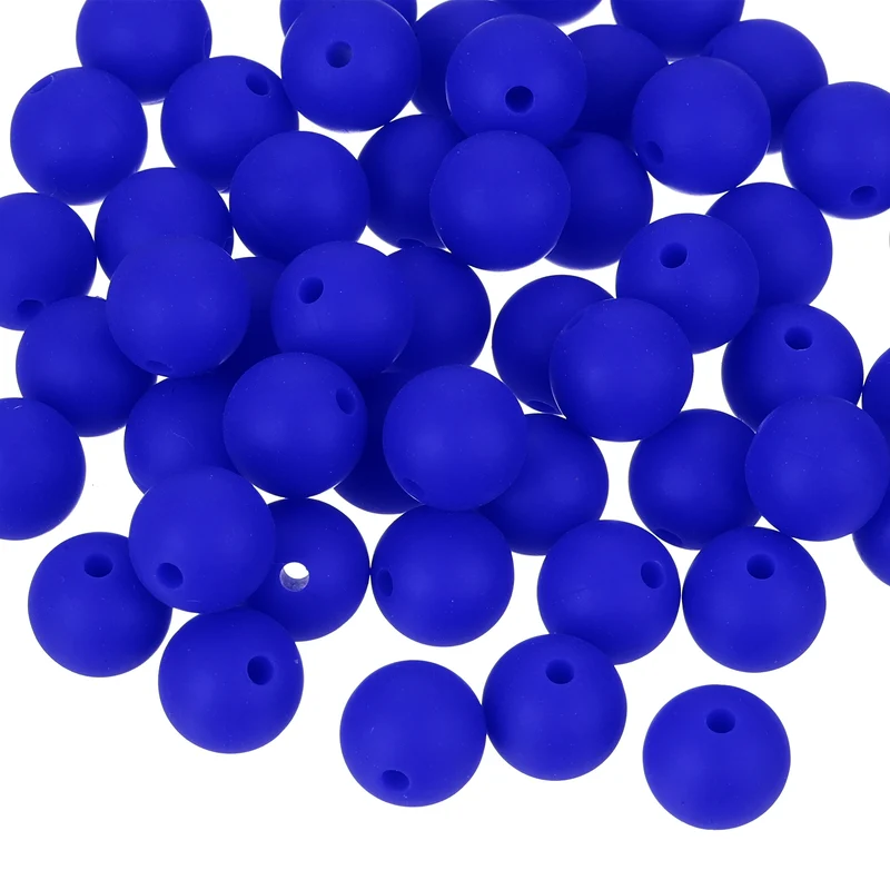 50Pcs 9mm Silicone Beads Round Loose Rubber Bead for DIY Sapphire