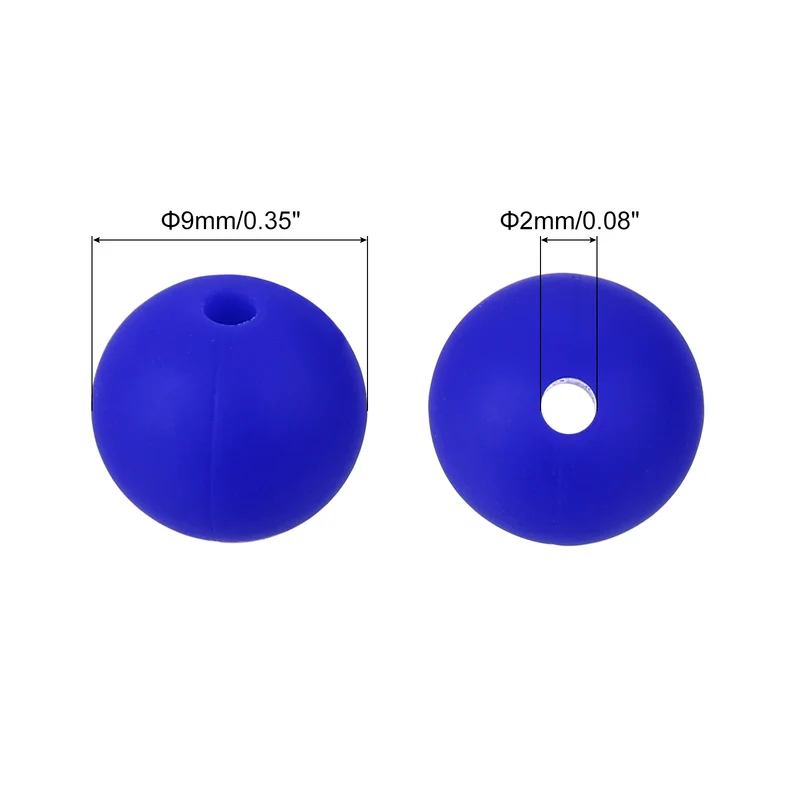 50Pcs 9mm Silicone Beads Round Loose Rubber Bead for DIY Sapphire