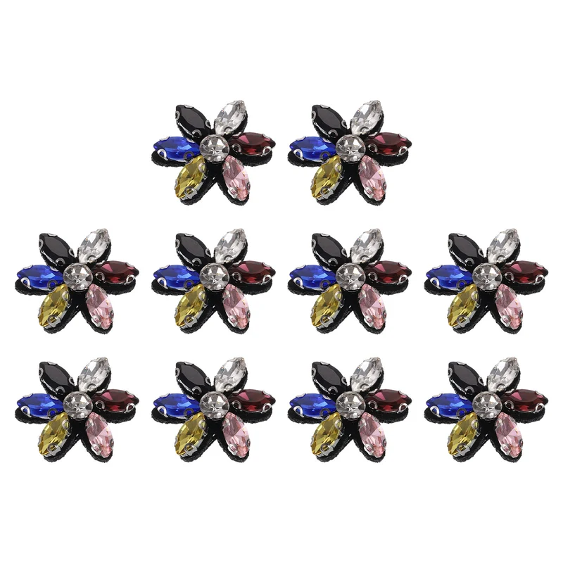 10Pcs Handmade Flower Beaded Patches Glass Crystal Appliques Multicolor