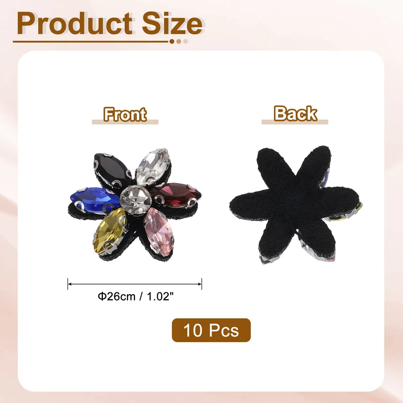 10Pcs Handmade Flower Beaded Patches Glass Crystal Appliques Multicolor