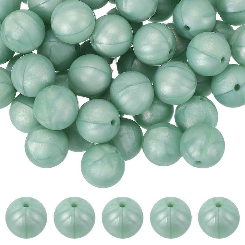60 Pcs Silicone Beads, 15mm Bulk Beads for Keychain Making, Light Green