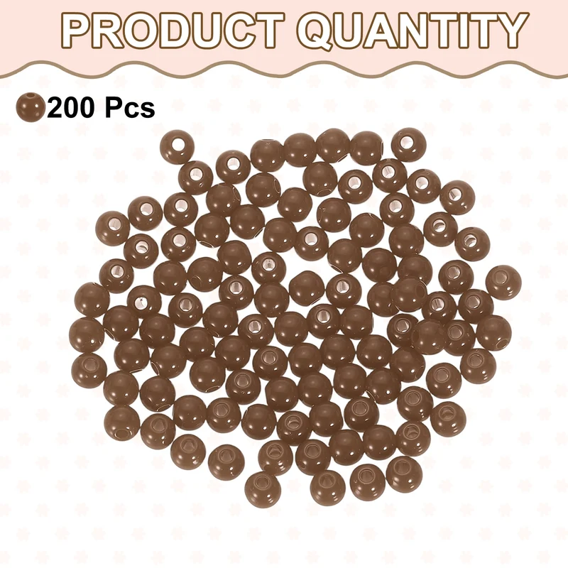 200pcs Deep Brown Acrylic Round Beads 6mm Plastic Resin Loose Bead