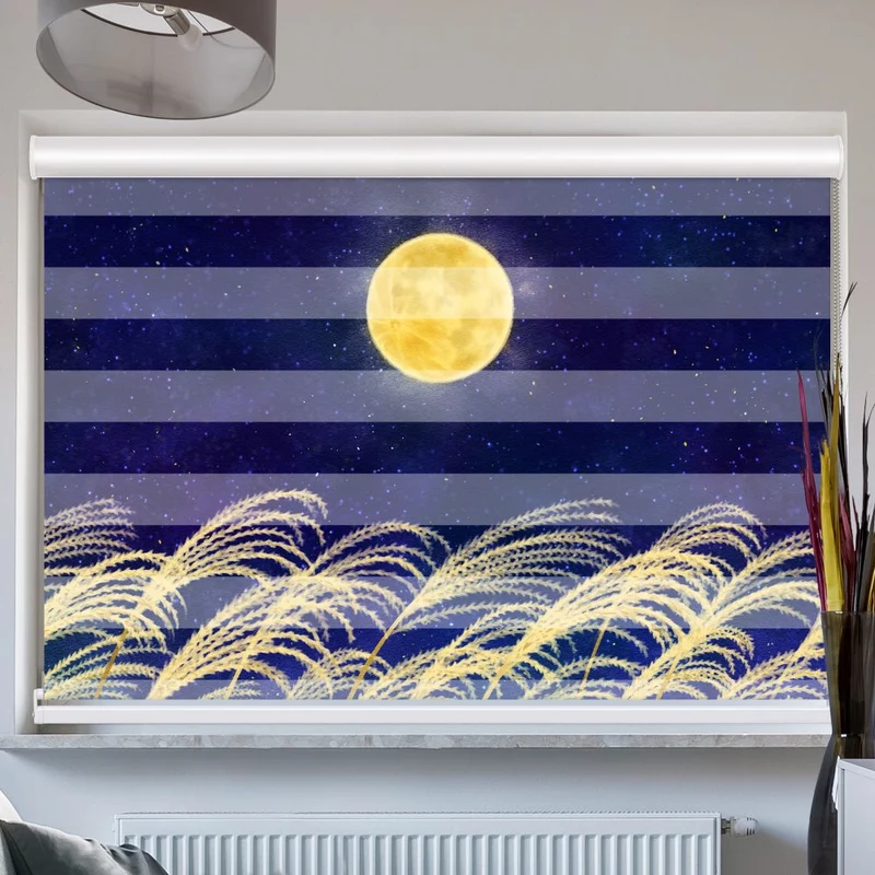 Doppelrollo mit Kassette "Pampas Gras Vollmond"