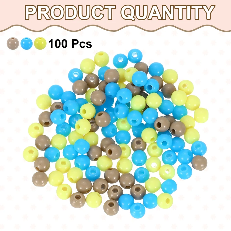 100pcs Light Blue Acrylic Round Beads 6mm Plastic Resin Loose Bead