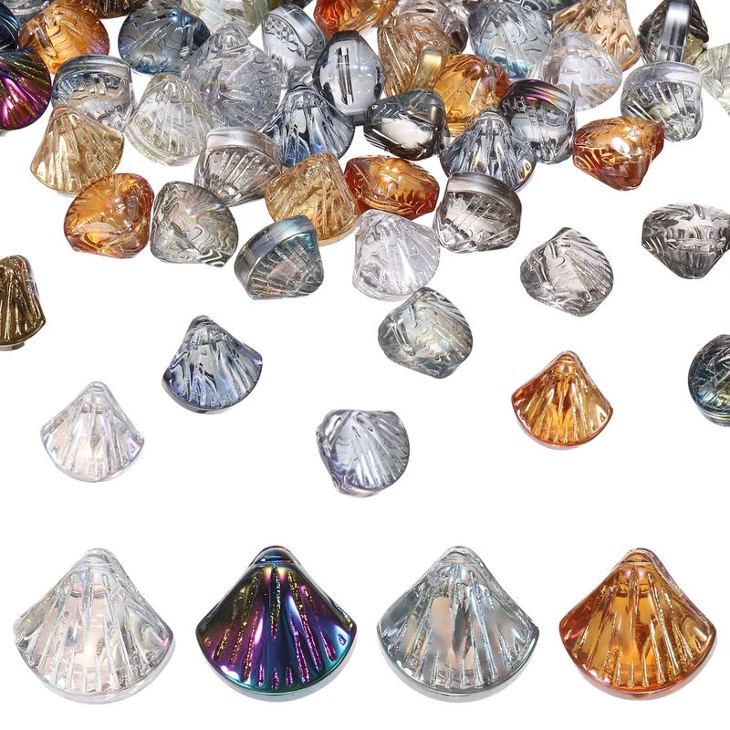 120Pcs Shell Glass Beads, Electroplate Glass Shell Bead Charm, Multicolor