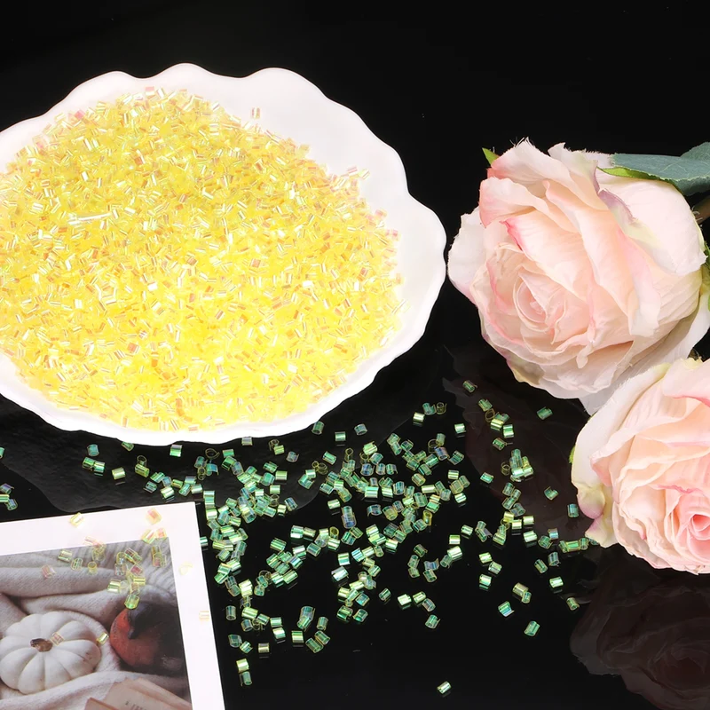 Straw Tube Beads, 70 g 3D Plastic Beads for Crystal Mud Fantasy Yellow