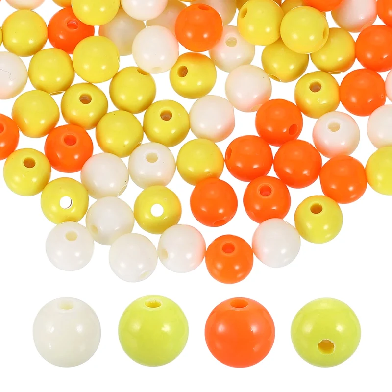 200pcs Cream Yellow Acrylic Round Beads 8mm Plastic Resin Loose Bead