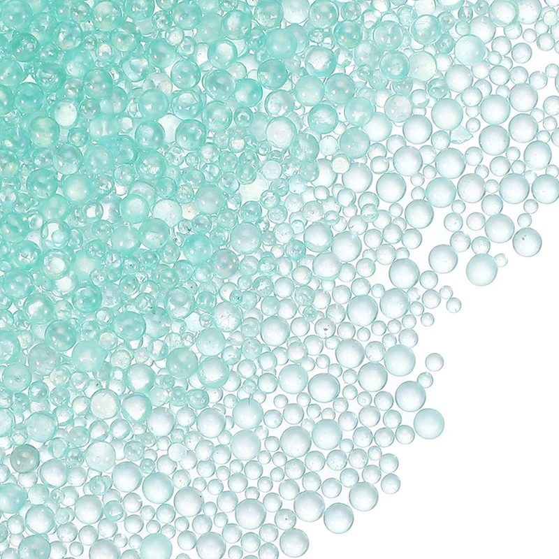 200g 1-3mm Glass Bubble Beads Iridescent No Hole Water Droplet Ball Light Green