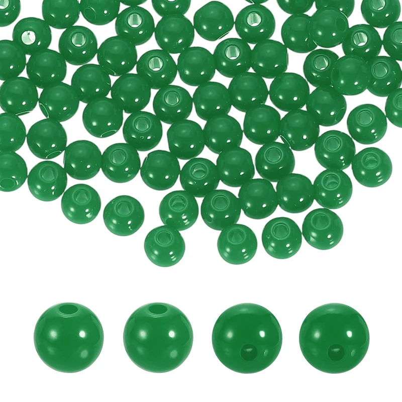 100pcs Green Acrylic Round Beads 6mm Plastic Resin Loose Bead